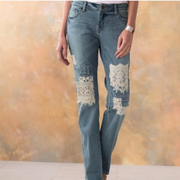 🆕🌿SUNDANCE BOHO LACE JEANS🌿 - Picture 2 of 4
